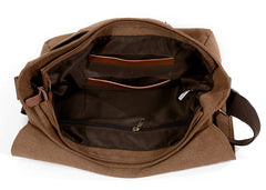 Cool Casual Canvas Womens Mens Side Bag 14'' Shoulder Bag Khaki Messenger Bag For Men - iwalletsmen