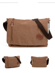 Cool Casual Canvas Womens Mens Side Bag 14'' Shoulder Bag Khaki Messenger Bag For Men - iwalletsmen