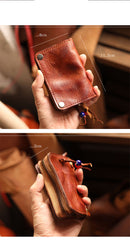 Cool Black Leather Mens billfold Key Wallet Bifold Brown Small Key Wallet Key Holder For Men - iwalletsmen