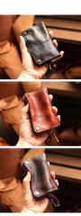 Cool Black Leather Mens billfold Key Wallet Bifold Brown Small Key Wallet Key Holder For Men - iwalletsmen