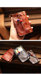 Cool Black Leather Mens billfold Key Wallet Bifold Brown Small Key Wallet Key Holder For Men - iwalletsmen