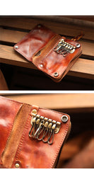 Cool Black Leather Mens billfold Key Wallet Bifold Brown Small Key Wallet Key Holder For Men - iwalletsmen