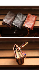 Cool Black Leather Mens billfold Key Wallet Bifold Brown Small Key Wallet Key Holder For Men - iwalletsmen