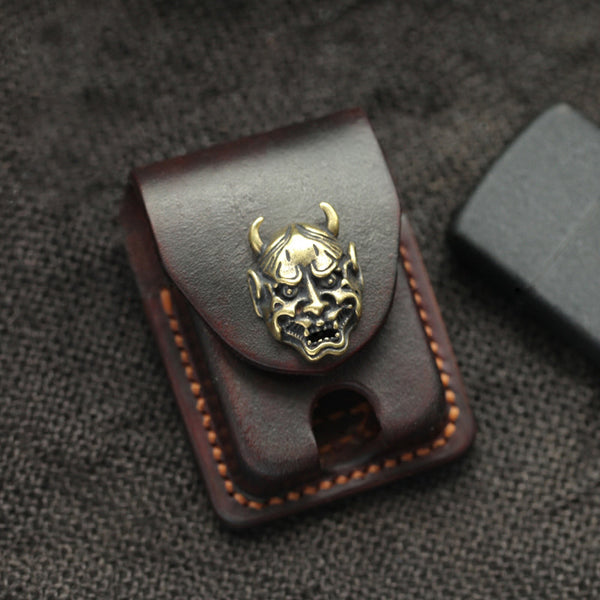 Chocolate Handmade Leather Mens Zippo Lighter Case With Belt Loop Cool Standard Lighter Holders For Men - iwalletsmen