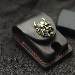 Chocolate Handmade Leather Mens Zippo Lighter Case With Belt Loop Cool Standard Lighter Holders For Men - iwalletsmen