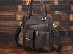 Cool Black Coffee Leather Tote Work Bag Handbag Briefcase Shoulder Bag For Men - iwalletsmen