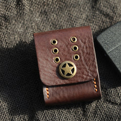 Cool Coffee Handmade Leather Mens Zippo Lighter Cases Standard Zippo Belt Loop Lighter Holders For Men - iwalletsmen