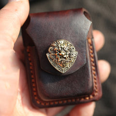 Cool Coffee Handmade Leather Mens Zippo Lighter Cases Standard Zippo Belt Loop Lighter Holders For Men - iwalletsmen