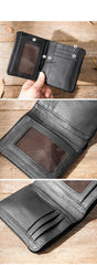 Cool Brown Leather Mens Small Wallets Bifold Black Vintage Slim billfold Wallet for Men - iwalletsmen
