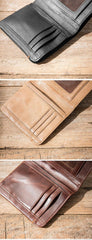 Cool Brown Leather Mens Small Wallets Bifold Black Vintage Slim billfold Wallet for Men - iwalletsmen