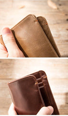 Cool Brown Leather Mens Small Wallets Bifold Black Vintage Slim billfold Wallet for Men - iwalletsmen