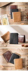 Cool Brown Leather Mens Small Wallets Bifold Black Vintage Slim billfold Wallet for Men - iwalletsmen