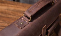 Cool Coffee Leather Mens Briefcase 14inch Laptop Bag Work Handbag Business Bag for Men - iwalletsmen
