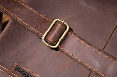 Cool Coffee Leather Mens Briefcase 14inch Laptop Bag Work Handbag Business Bag for Men - iwalletsmen