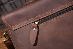 Cool Coffee Leather Mens Briefcase 14inch Laptop Bag Work Handbag Business Bag for Men - iwalletsmen