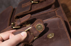 Cool Coffee Leather Mens Briefcase 14inch Laptop Bag Work Handbag Business Bag for Men - iwalletsmen