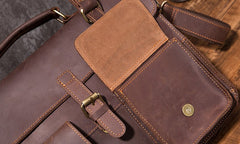 Cool Coffee Leather Mens Briefcase 14inch Laptop Bag Work Handbag Business Bag for Men - iwalletsmen