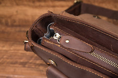 Cool Coffee Leather Mens Briefcase 14inch Laptop Bag Work Handbag Business Bag for Men - iwalletsmen