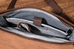 Cool Coffee Leather Mens Briefcase 14inch Laptop Bag Work Handbag Business Bag for Men - iwalletsmen