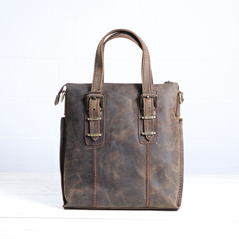 Cool Coffee Leather Mens Briefcase Work Bag Laptop Bag Business Bag for Men - iwalletsmen