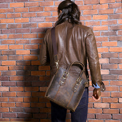 Cool Coffee Leather Mens Briefcase Work Bag Laptop Bag Business Bag for Men - iwalletsmen