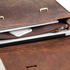 Cool Coffee Leather Mens Briefcase Work Shoulder Bag Laptop Bag Business Bag for Men - iwalletsmen