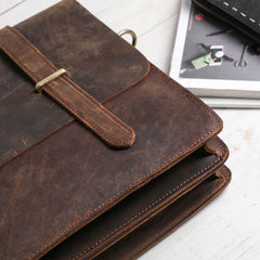 Cool Coffee Leather Mens Briefcase Work Shoulder Bag Laptop Bag Business Bag for Men - iwalletsmen