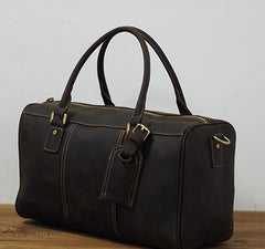Cool Coffee Leather Mens Weekender Bags Vintage Travel Bags Duffle Bag for Men - iwalletsmen