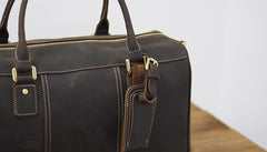 Cool Coffee Leather Mens Weekender Bags Vintage Travel Bags Duffle Bag for Men - iwalletsmen