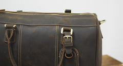 Cool Coffee Leather Mens Weekender Bags Vintage Travel Bags Duffle Bag for Men - iwalletsmen