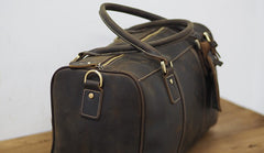 Cool Coffee Leather Mens Weekender Bags Vintage Travel Bags Duffle Bag for Men - iwalletsmen