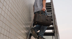 Cool Coffee Leather Mens Weekender Bags Vintage Travel Bags Duffle Bag for Men - iwalletsmen