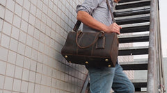 Cool Coffee Leather Mens Weekender Bags Vintage Travel Bags Duffle Bag for Men - iwalletsmen