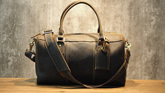 Cool Coffee Leather Mens Weekender Bags Vintage Travel Bags Duffle Bag for Men - iwalletsmen