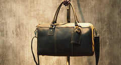 Cool Coffee Leather Mens Weekender Bags Vintage Travel Bags Duffle Bag for Men - iwalletsmen