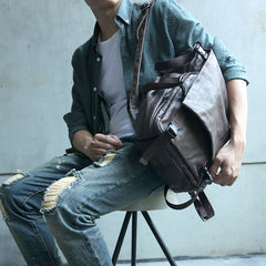 Cool Coffee Mens Leather Backpack Travel Backpacks Laptop Backpack for men - iwalletsmen