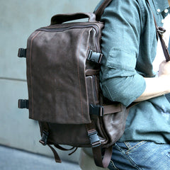 Cool Coffee Mens Leather Backpack Travel Backpacks Laptop Backpack for men - iwalletsmen