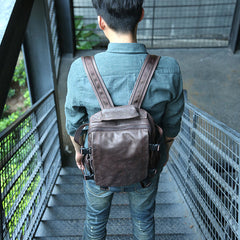 Cool Coffee Mens Leather Backpack Travel Backpacks Laptop Backpack for men - iwalletsmen