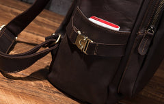 Cool Coffee Mens Leather Hiking Backpack Travel Backpack Leather Backpack for Men - iwalletsmen