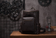 Cool Coffee Mens Leather Hiking Backpack Travel Backpack Leather Backpack for Men - iwalletsmen