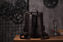 Cool Coffee Mens Leather Hiking Backpack Travel Backpack Leather Backpack for Men - iwalletsmen