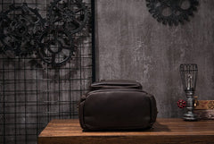 Cool Coffee Mens Leather Hiking Backpack Travel Backpack Leather Backpack for Men - iwalletsmen