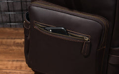 Cool Coffee Mens Leather Hiking Backpack Travel Backpack Leather Backpack for Men - iwalletsmen