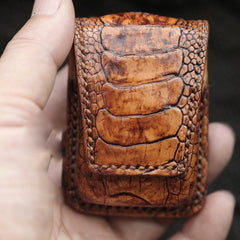 Badass Brown Leather Mens Zippo Lighter Cases With Belt Loop Lighter Holders For Men - iwalletsmen