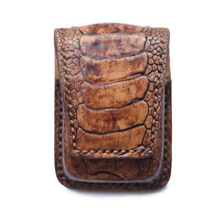 Badass Brown Leather Mens Zippo Lighter Cases With Belt Loop Lighter Holders For Men - iwalletsmen