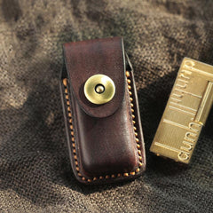Dark Coffee Handmade Leather Mens Dunhill Lighter Case Cool Lighter Holders For Men - iwalletsmen