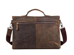 Vintage Dark Brown Leather Mens 15 inches Briefcase Laptop Bag Business Side Bags Work Bag for Men - iwalletsmen