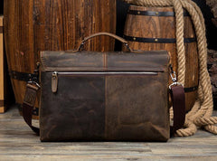Vintage Dark Brown Leather Mens 15 inches Briefcase Laptop Bag Business Side Bags Work Bag for Men - iwalletsmen