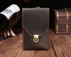 Cool Dark Brown Leather Mens Belt Pouch Mini Waist Bag Belt Bags For Men - iwalletsmen