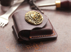 Cool Dark Brown Leather Mens Holster Zippo Lighter Case Standard Zippo Lighter Holder For Men - iwalletsmen